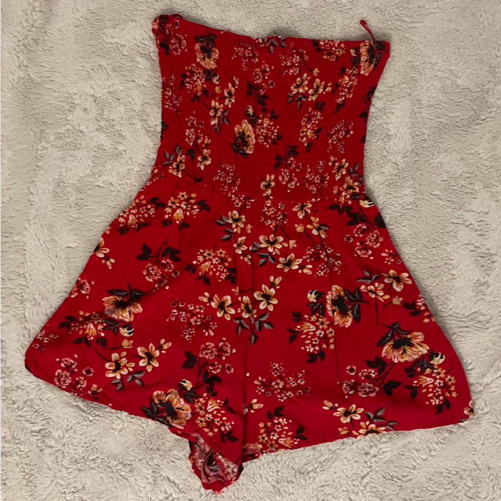 Garage Red Floral Romper